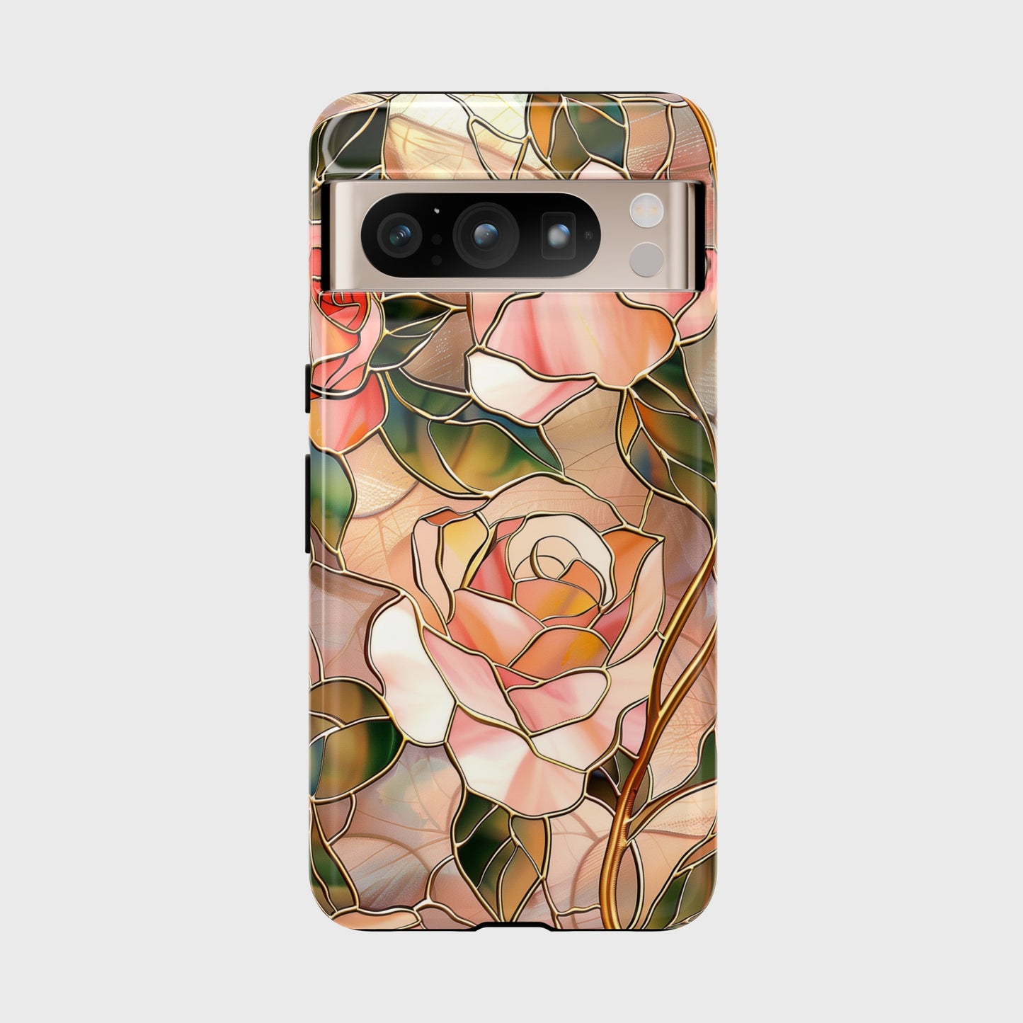 Pink Rose Gold Stained Glass Design Google Pixel Phone Case