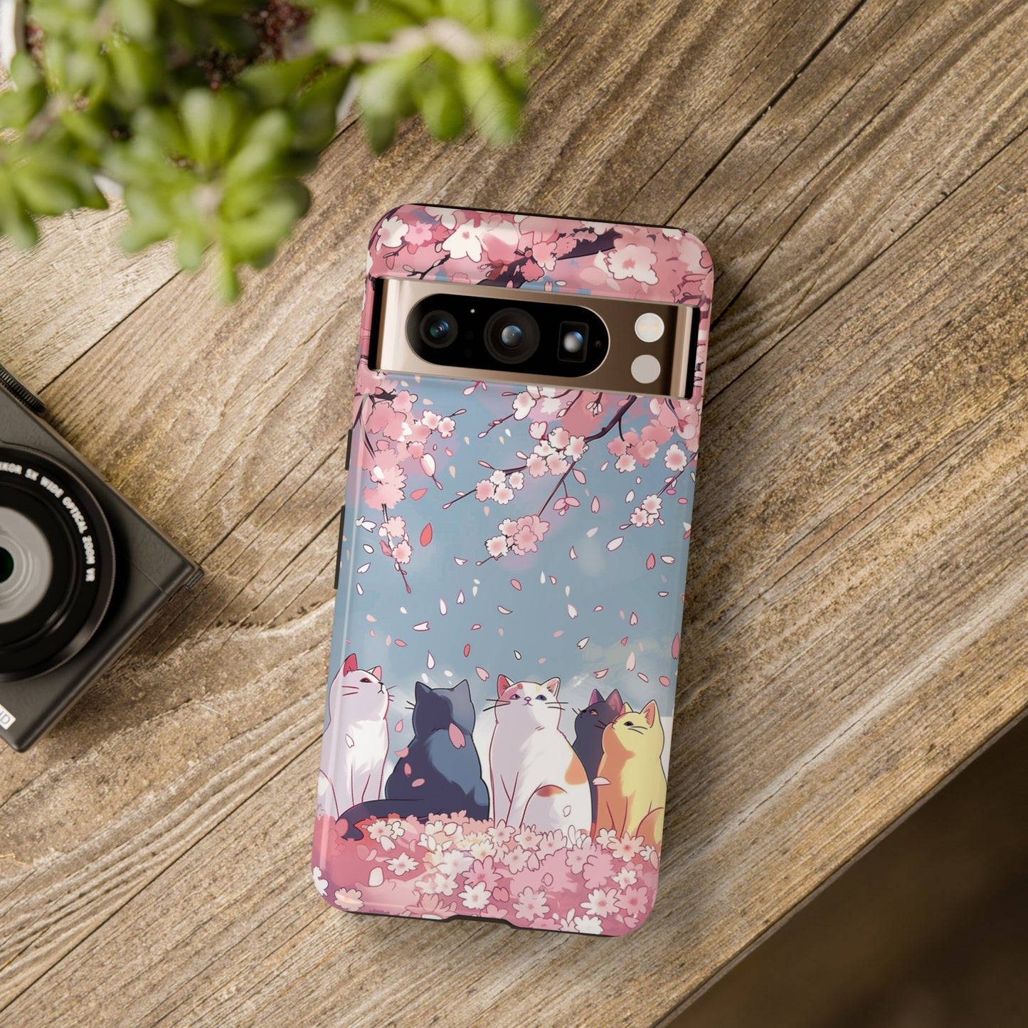 Kawaii Cat Watching Sakura Design Google Pixel Phone Case