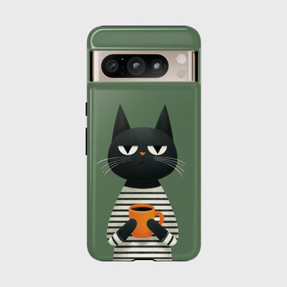 The Pre-Caffeine Feline – Grumpy Cat Design Phone Case for Google Pixel (Pink)