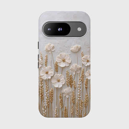 The Golden Meadow – 3D Impasto Botanical Design Phone Case for Google Pixel