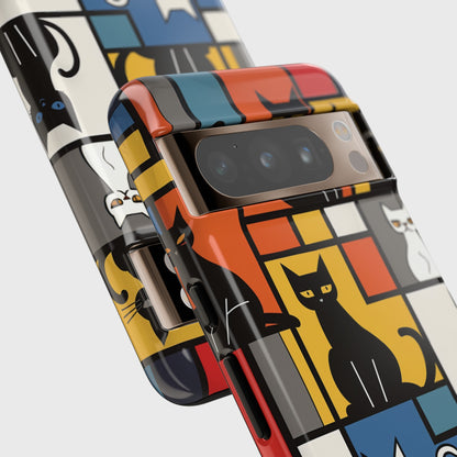 Cats in Piet Mondrian Style Abstract Art Design Google Pixel Phone Case