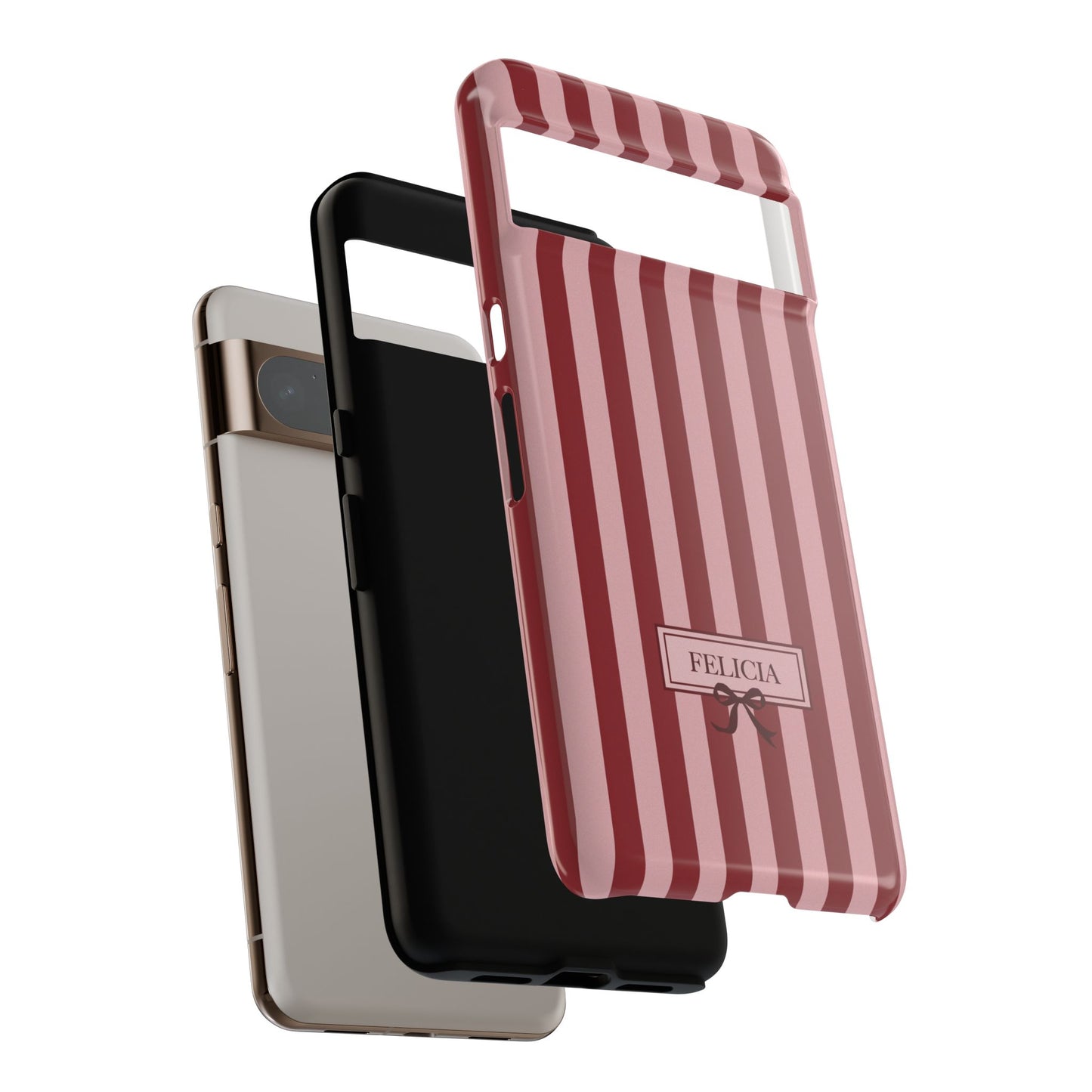 Personalisable Striped Design (Red) Phone Case for Google Pixel