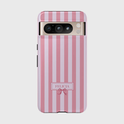 Personalisable Striped Design (Pink) Phone Case for Google Pixel