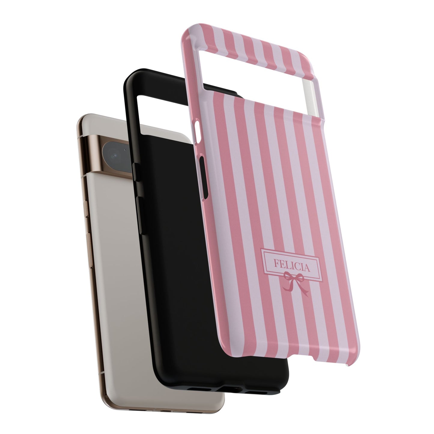 Personalisable Striped Design (Pink) Phone Case for Google Pixel