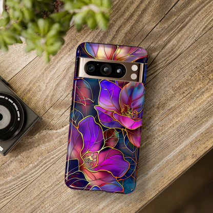 Enchanted Purple Flower Stained Glass Design Google Pixel Phone Case