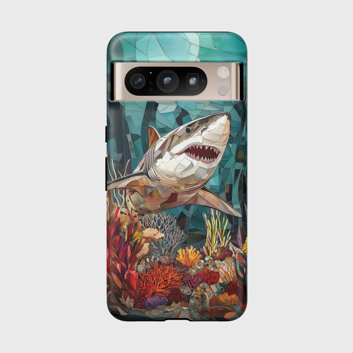 Great White Shark Stained Glass Design Google Pixel Phone Case