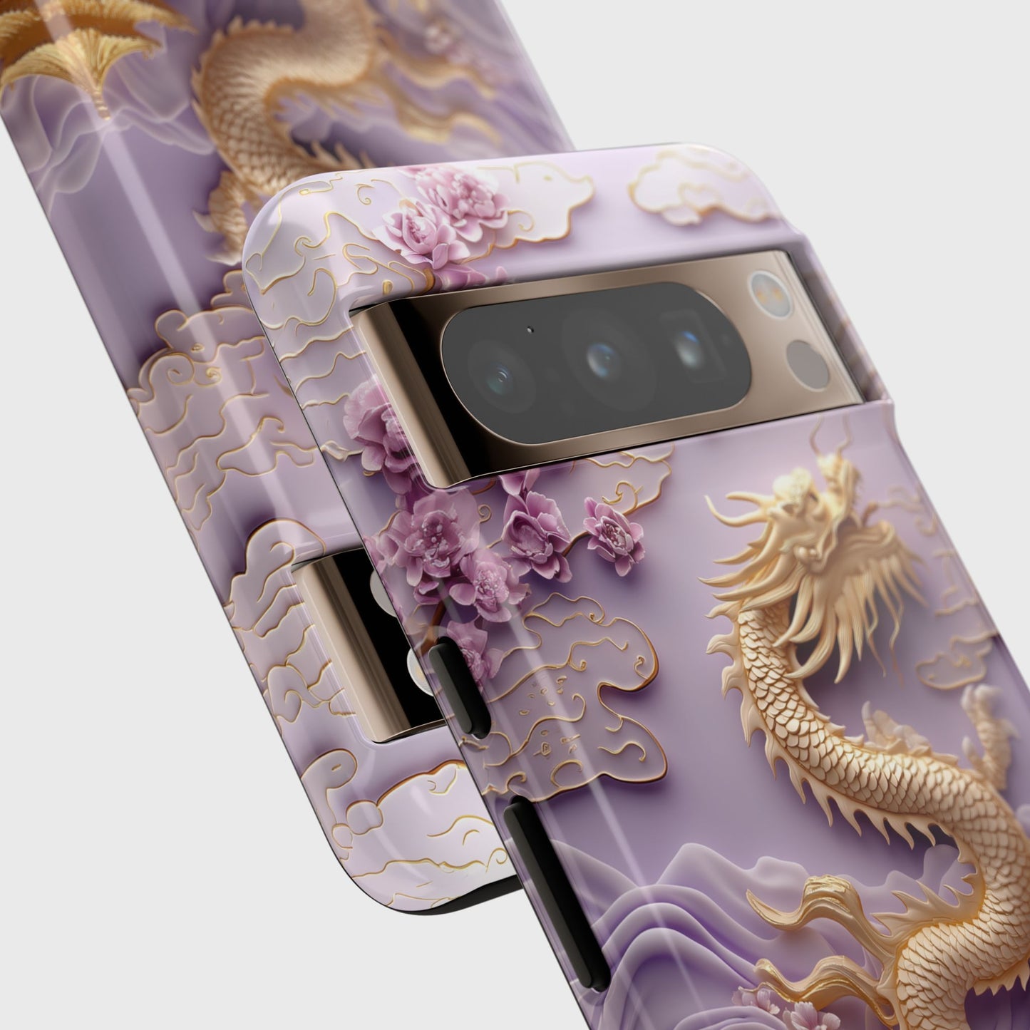 3D Effect Dragon & Floral Asian Art Design Google Pixel Phone Case