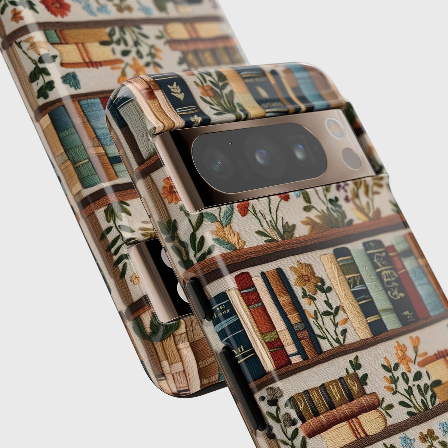 Floral Bookshelf Embroidery Art Design Google Pixel Phone Case