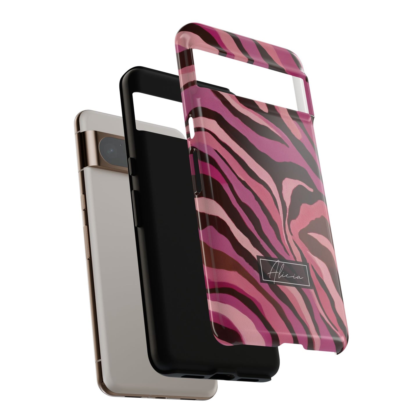 Personalisable Pink Zebra Print Design Phone Case for Google Pixel