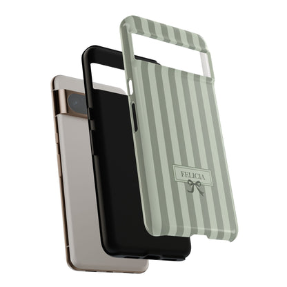 Personalisable Striped Design (Green) Phone Case for Google Pixel