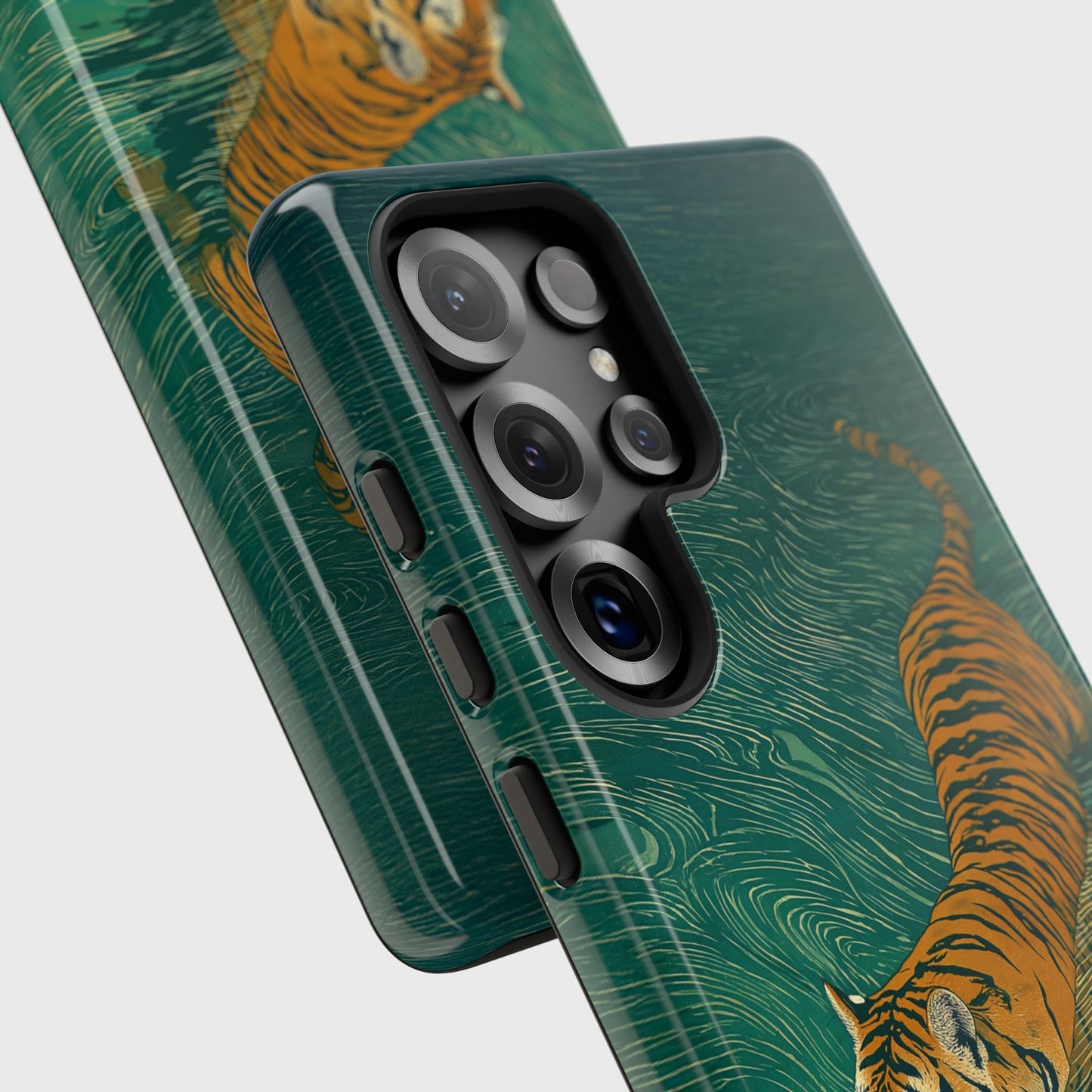 The Emerald Swirl – Ukiyo-e Tiger Design Phone Case for Galaxy S series Phones