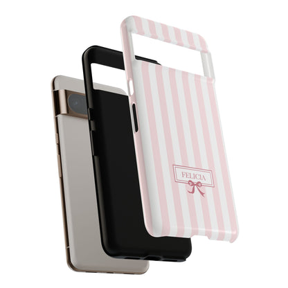 Personalisable Striped Design (Baby Pink) Phone Case for Google Pixel