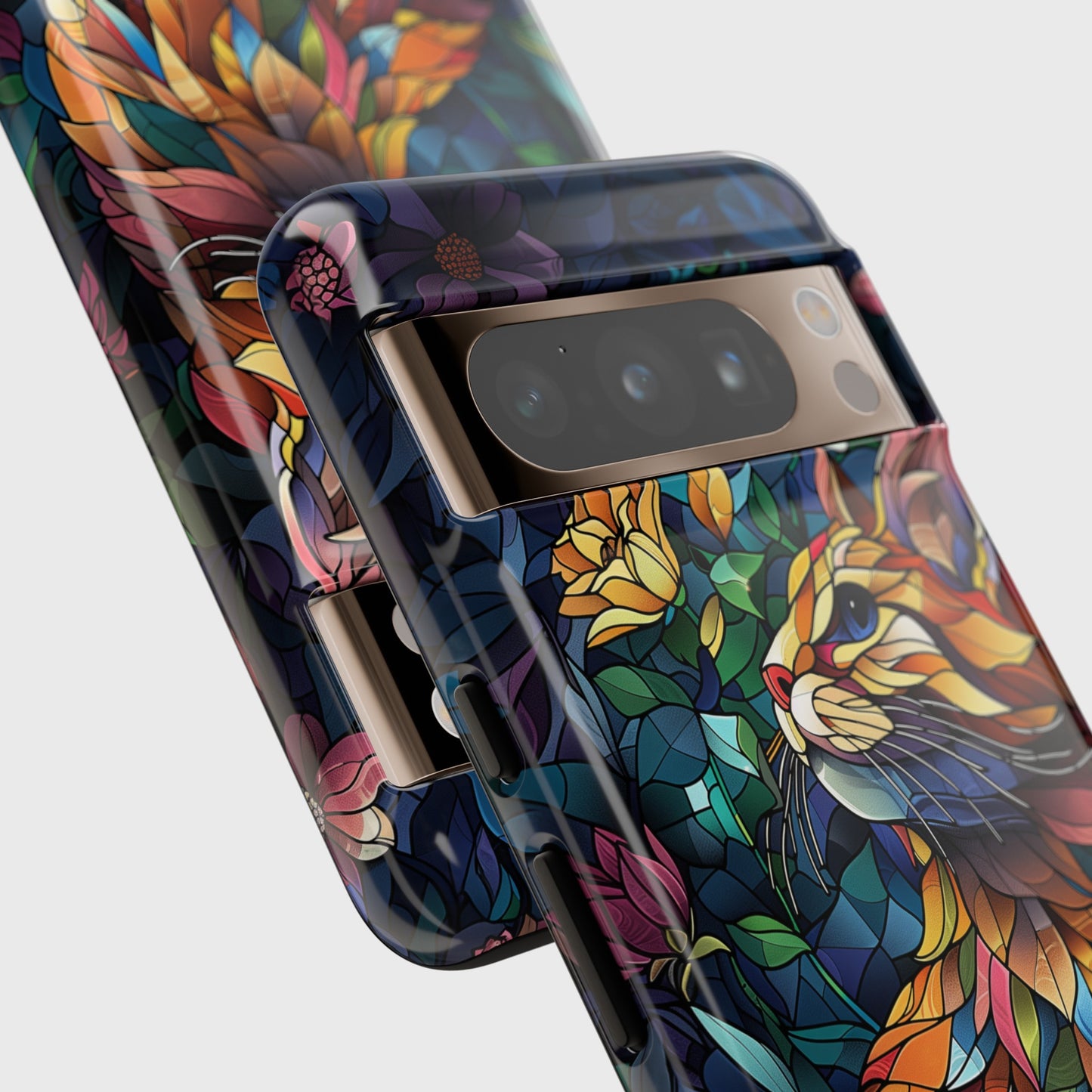 Elegant Colourful Cat Stained Glass Design Google Pixel Phone Case