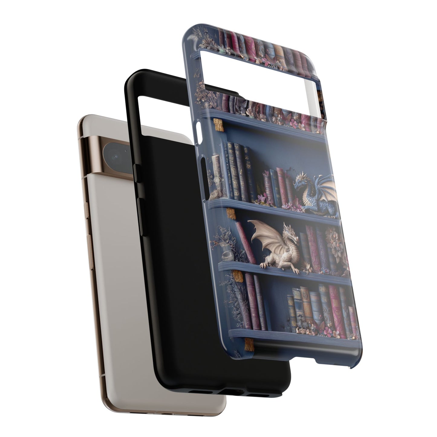 Fantasy Dragon Bookshelf Design Phone Case for Google Pixel