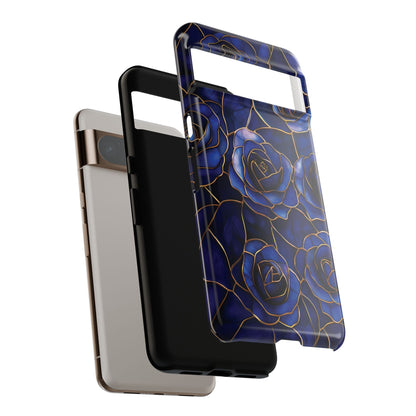 Blue Roses Pattern Stained Glass Design Phone Case for Google Pixel