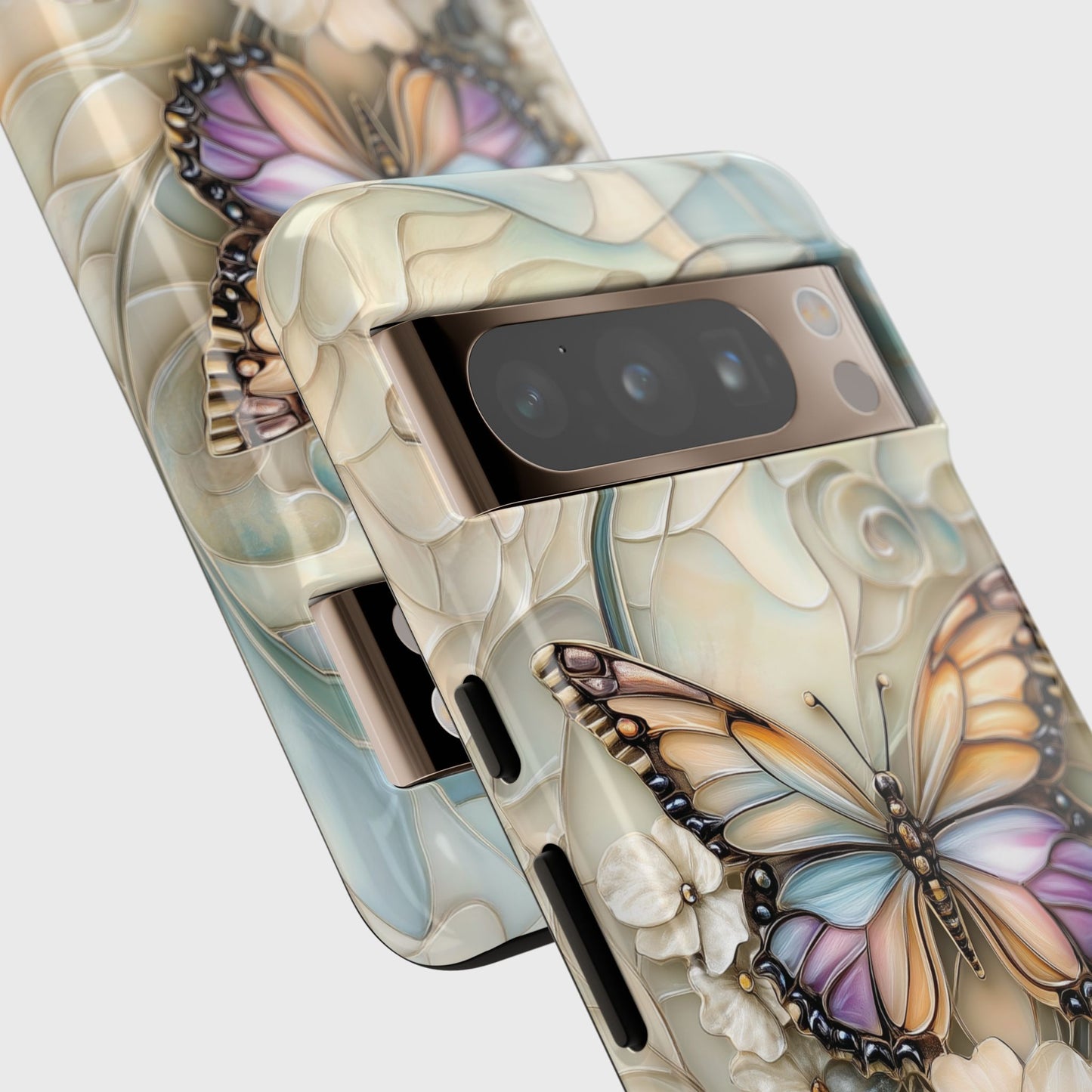 Elegant Butterfly & Flowers Stained Glass Design 2 Phone Case for Google Pixel