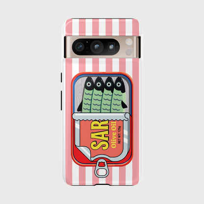 The Vintage Sardine Tin – Pop-Art Striped Design Phone Case for Google Pixel (Pink)