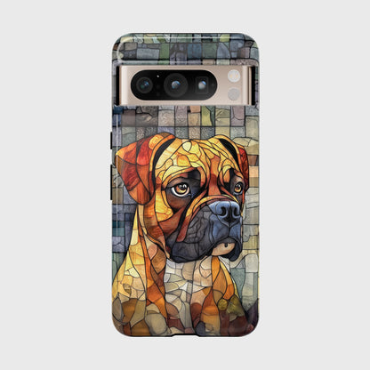 Boxer Dog Portrait Stained Glass Design Phone Case for Google Pixel