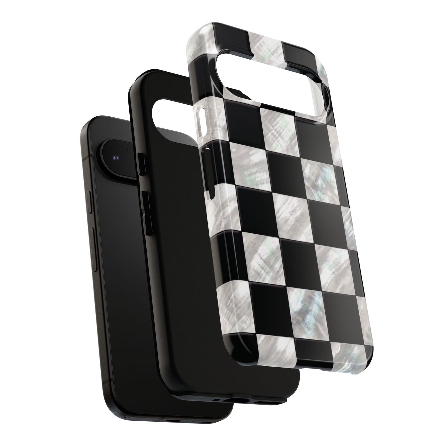 The Midnight Pearl – Inlaid Checkerboard Design Phone Case for Google Pixel