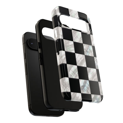 The Midnight Pearl – Inlaid Checkerboard Design Phone Case for Google Pixel