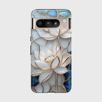 White Lotus Stained Glass Design 1 Print Google Pixel Phone Case