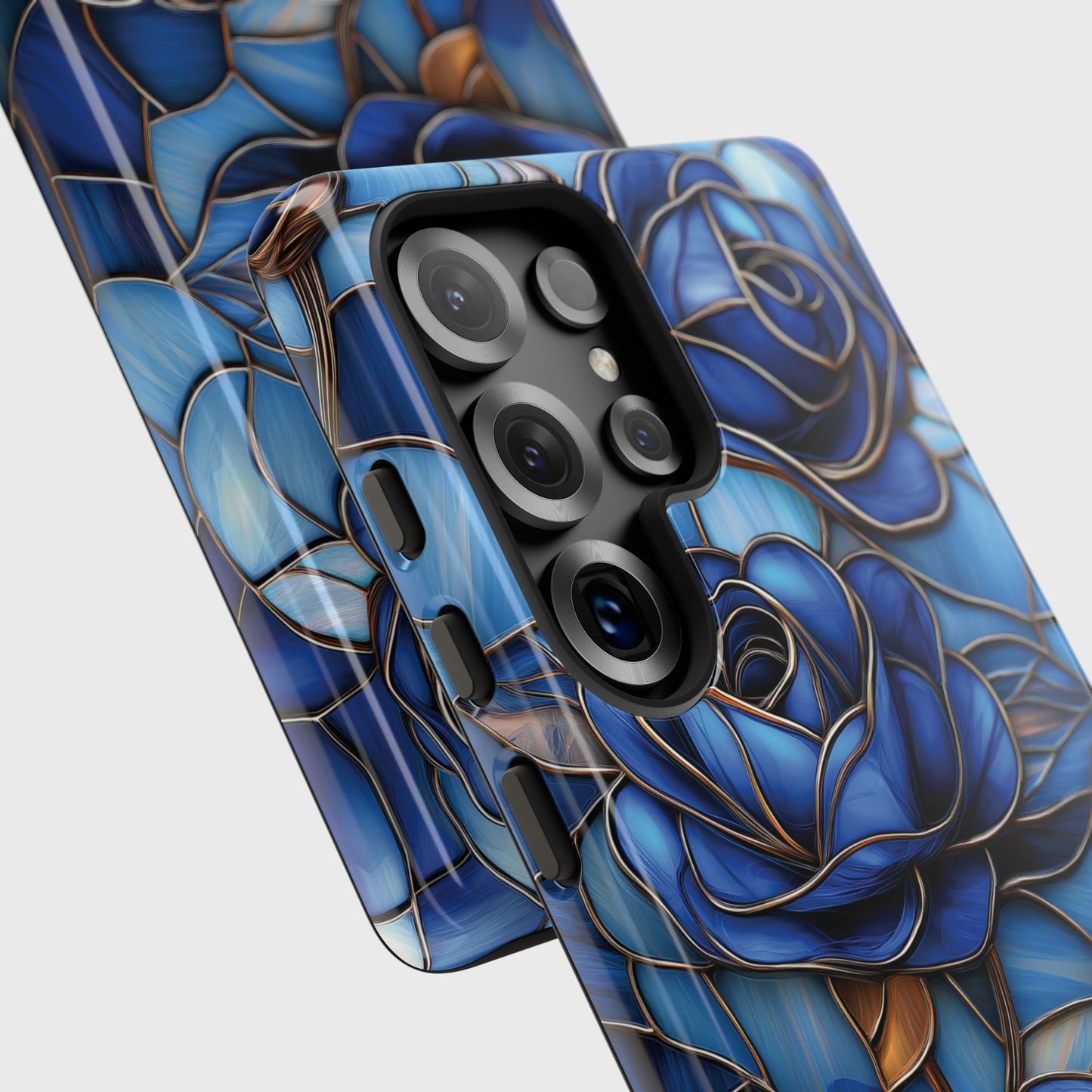 Blue Roses Stained Glass Design Phone Case for Galaxy S series Phones