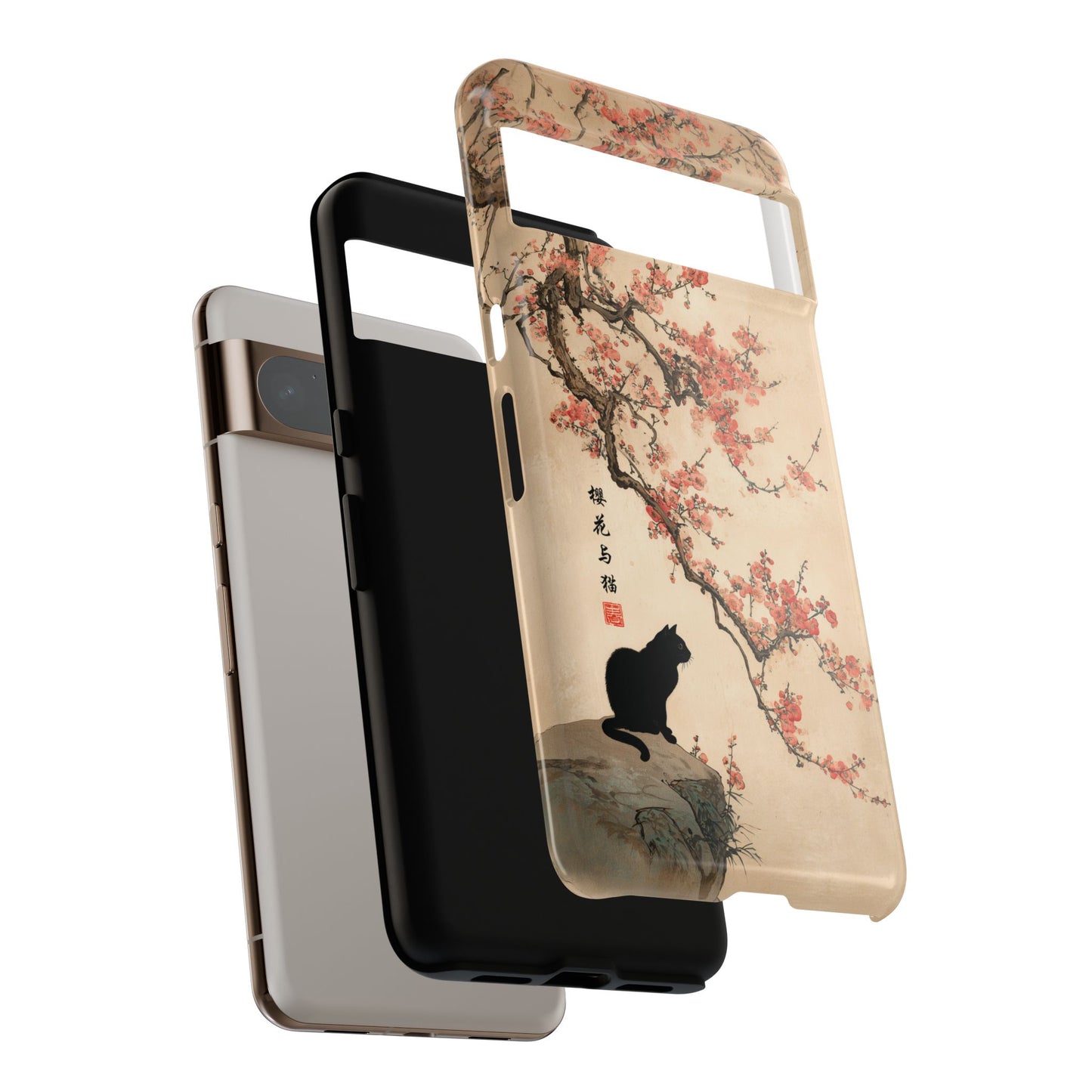 The Contemplative Cat – Traditional Ink Wash Design Phone Case for Google Pixel