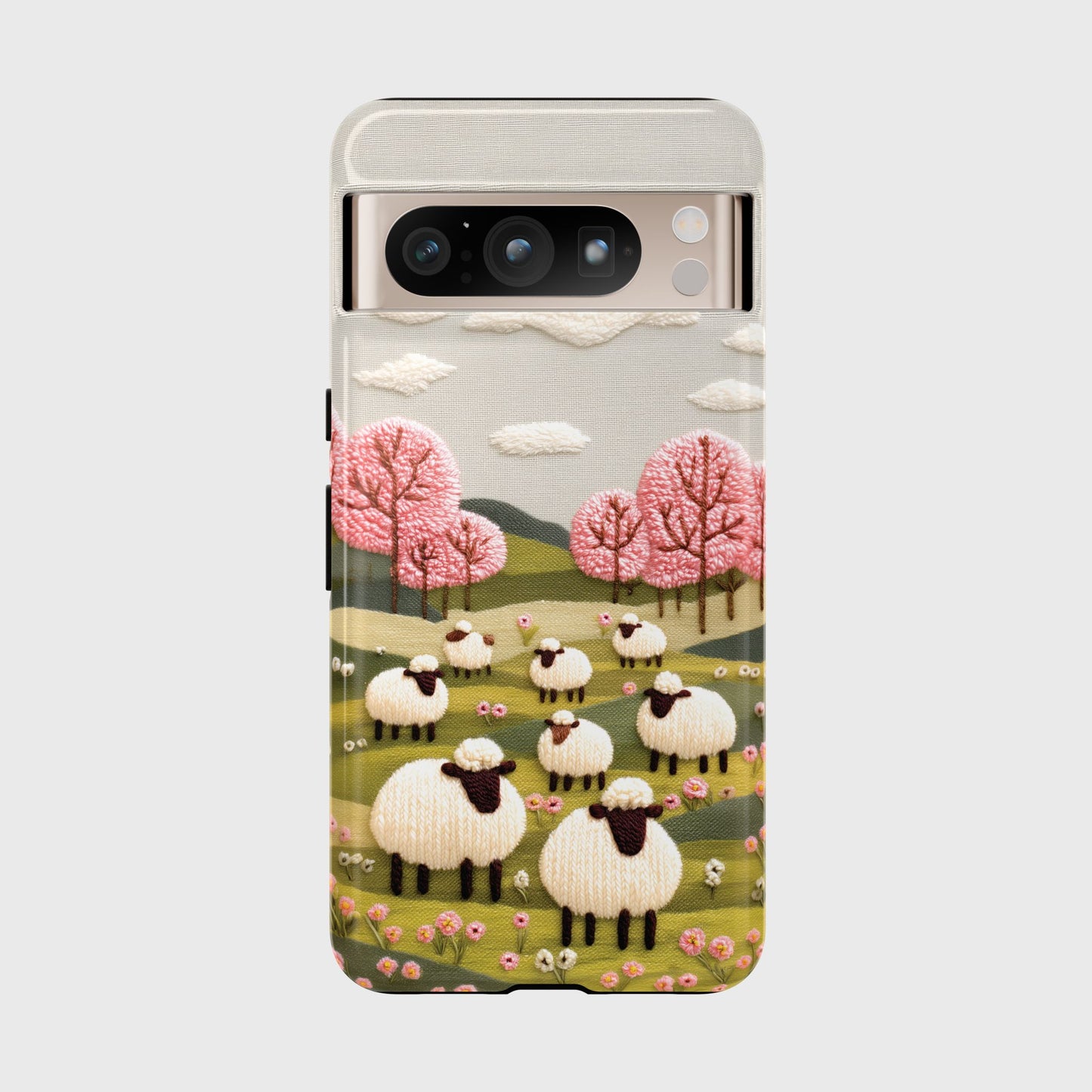 The Embroidered Meadow – Faux Needlepoint Design Phone Case for Google Pixel