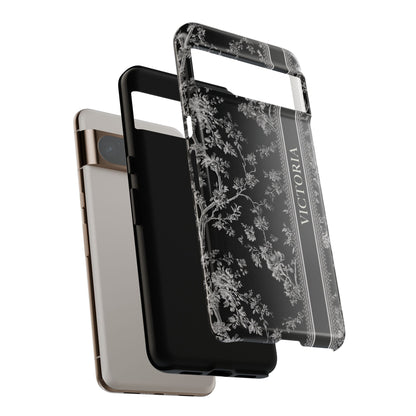 Personalisable Vintage Toile de Jouy Design (Black Edition) Phone Case for Google Pixel