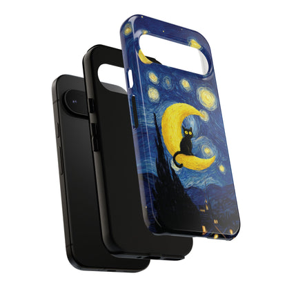 The Starry Night Feline – Fine Art Parody Design Phone Case for Google Pixel