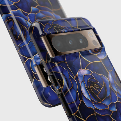 Blue Roses Pattern Stained Glass Design Phone Case for Google Pixel
