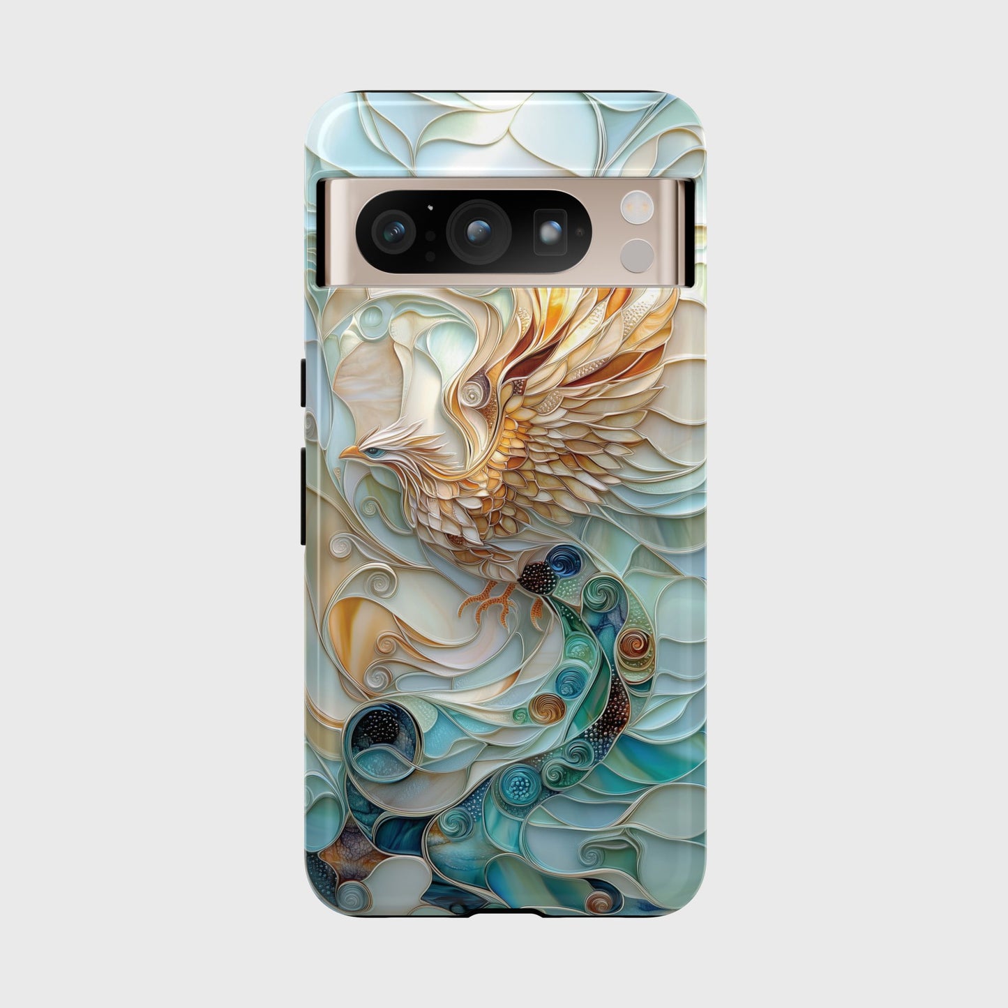 Majestic Phoenix Stained Glass Design Phone Case for Google Pixel