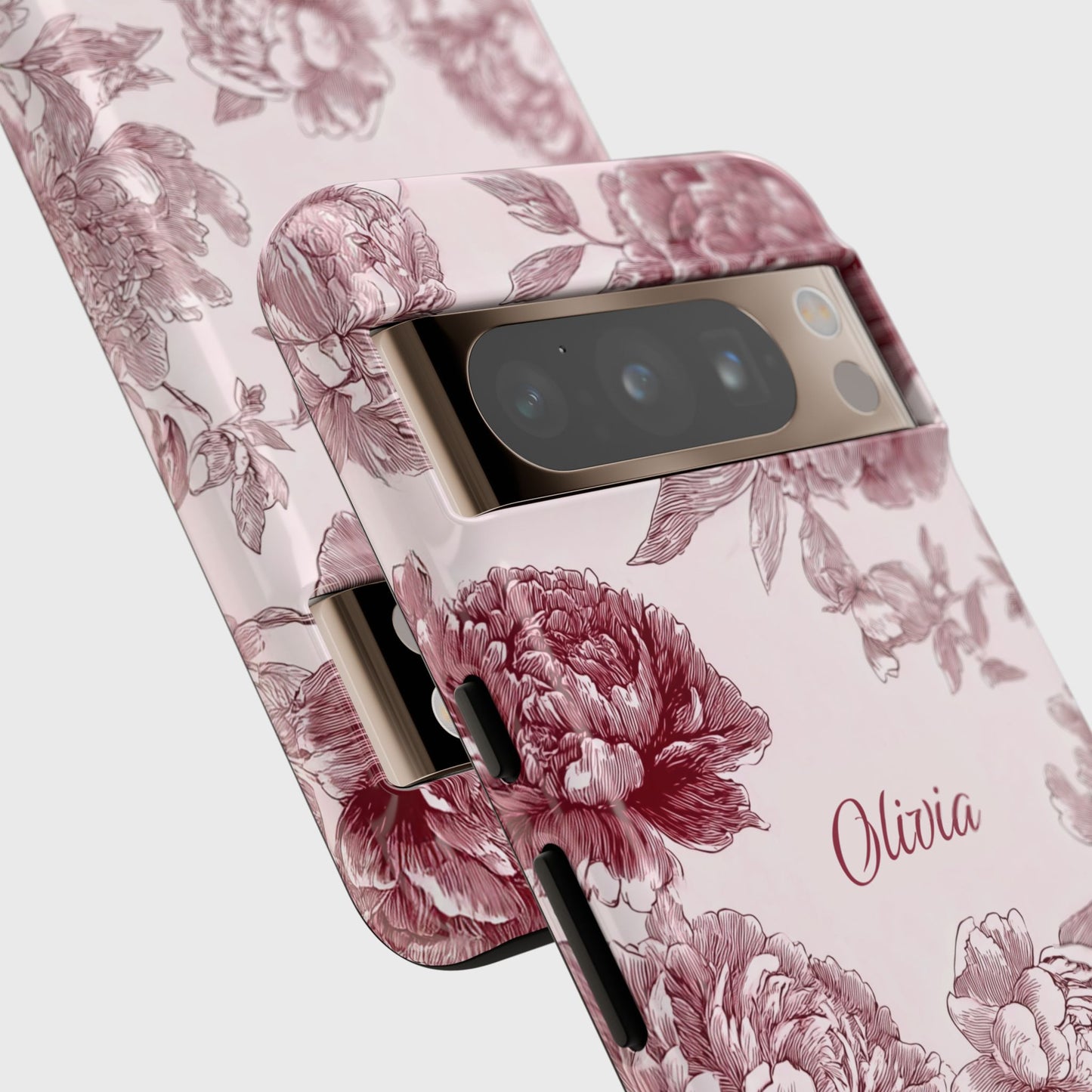 Personalisable Pink Toile Floral Design Phone Case for Google Pixel