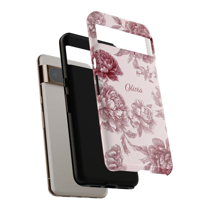Personalisable Pink Toile Floral Design Phone Case for Google Pixel