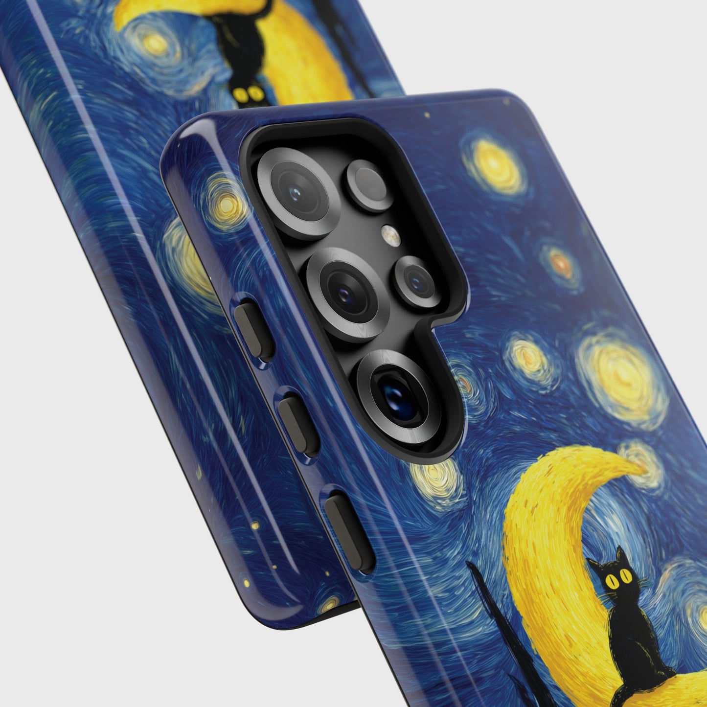 The Starry Night Feline – Fine Art Parody Design Phone Case for Galaxy S series Phones
