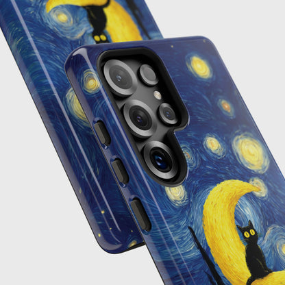 The Starry Night Feline – Fine Art Parody Design Phone Case for Galaxy S series Phones