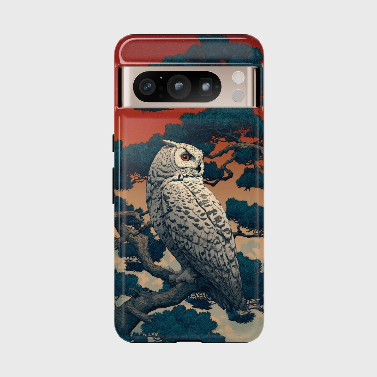 The Sunset Pine – Ukiyo-e Owl Design Phone Case for Google Pixel