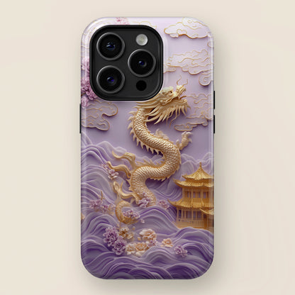 3D Effect Dragon & Floral Asian Art Design iPhone Case