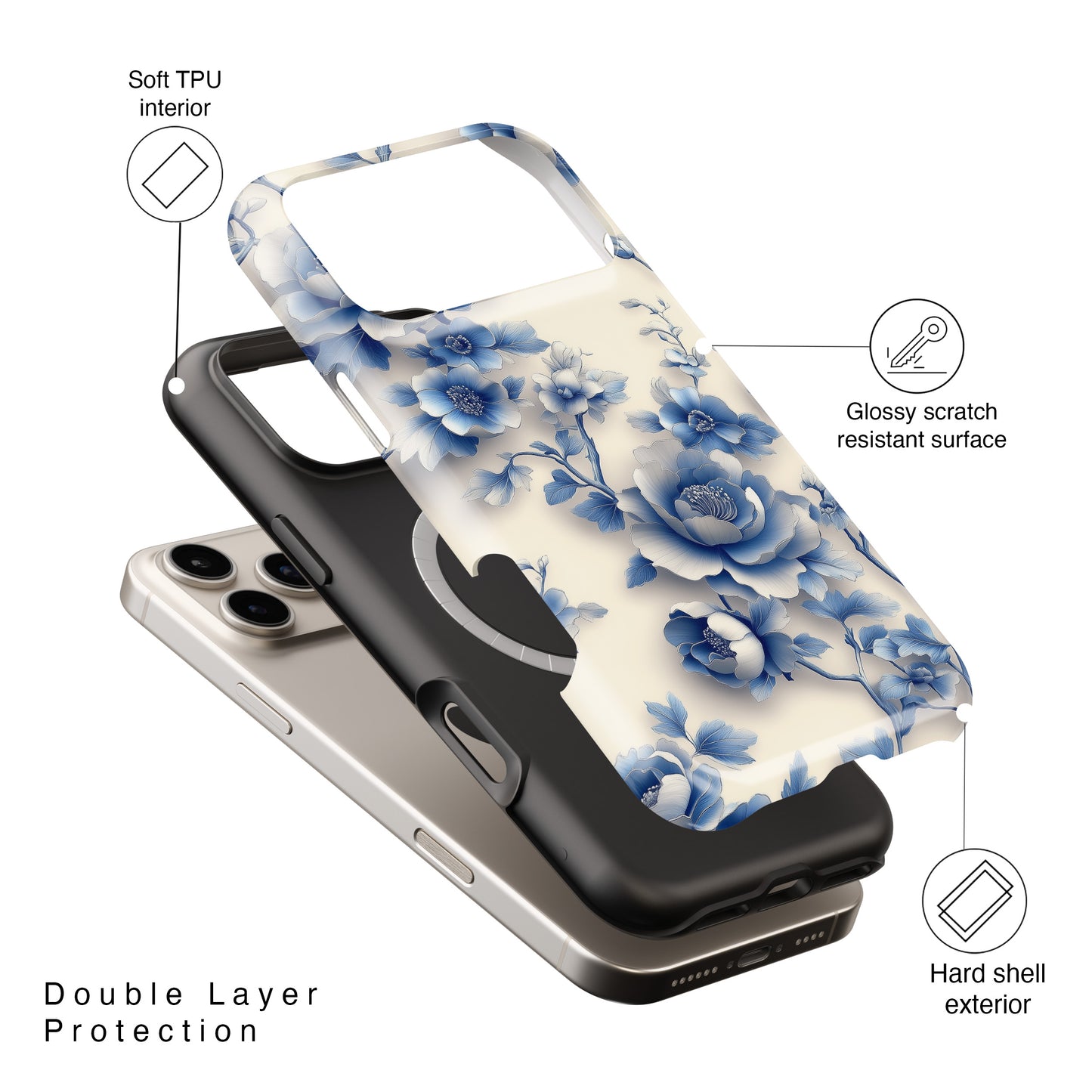 3D Chinoiserie Floral Design iPhone Case