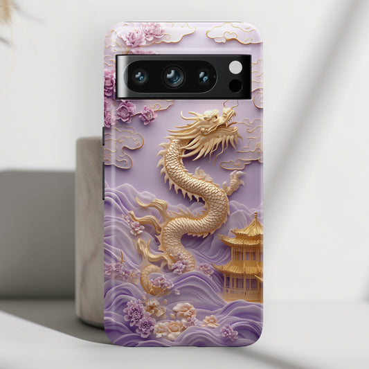 3D Effect Dragon & Floral Asian Art Design Google Pixel Phone Case