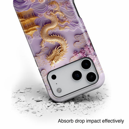 3D Effect Dragon & Floral Asian Art Design iPhone Case