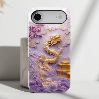 3D Effect Dragon & Floral Asian Art Design iPhone Case