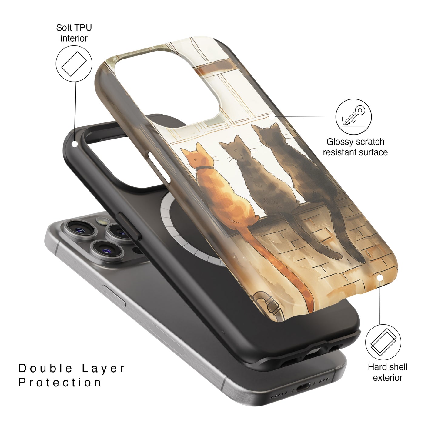 Three Cats Design iPhone Case