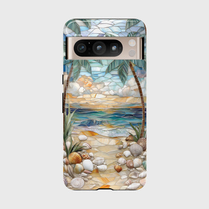 Enchanting Beach Stained Glass Mosaic Design Phone Case for Google Pixel