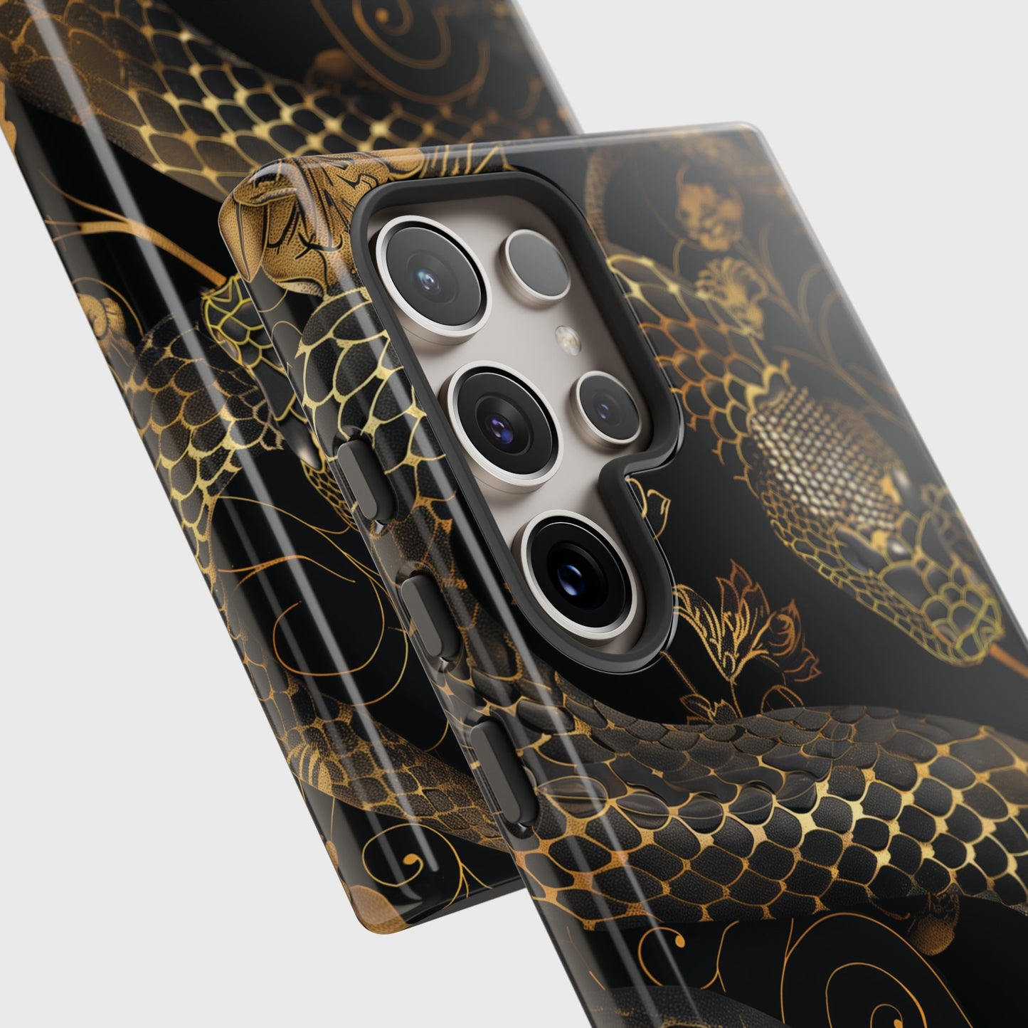 Luxury Black Snake Print Design Samsung Phone Case