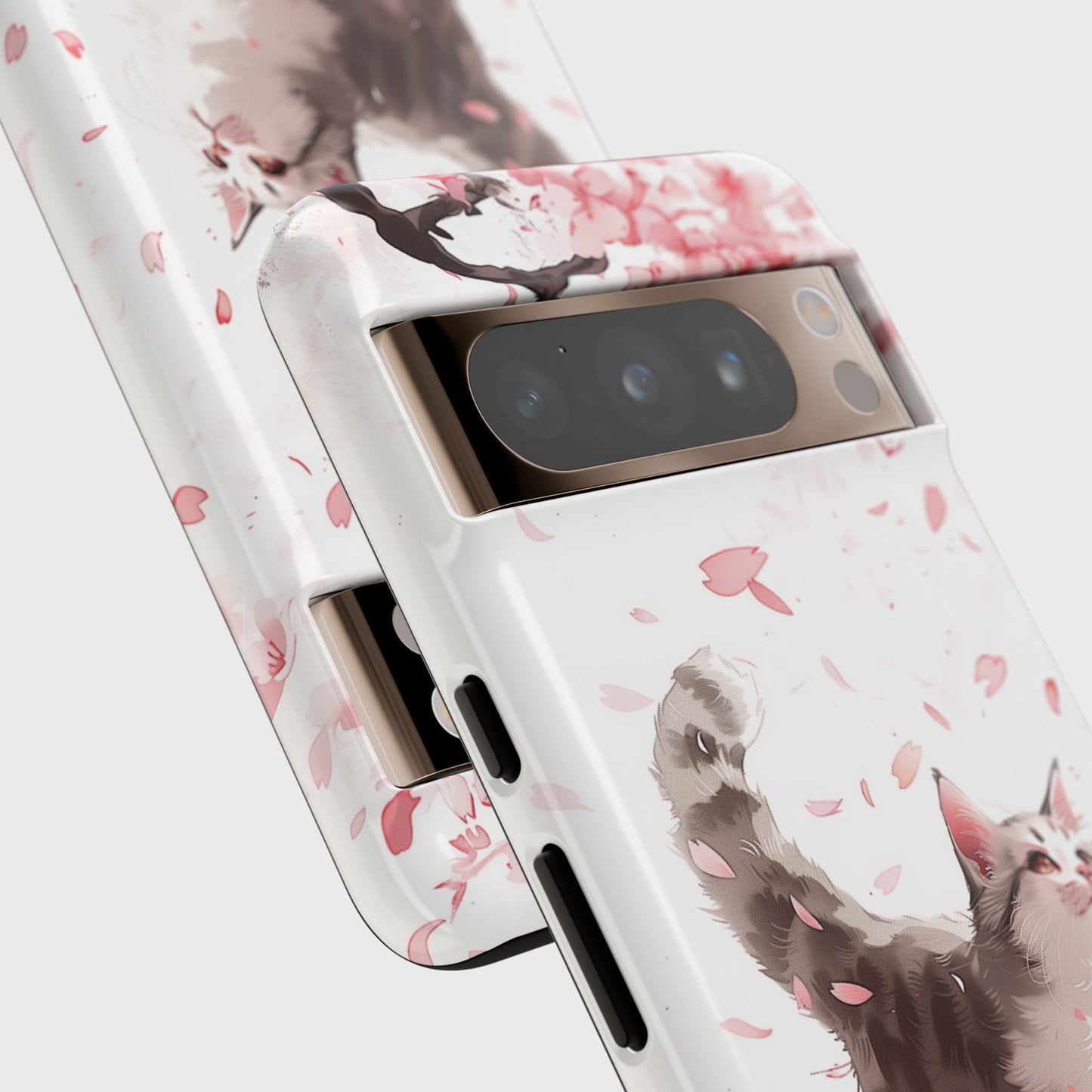 Joyful Cat Cherry Blossom Watercolour Design Google Pixel Phone Case