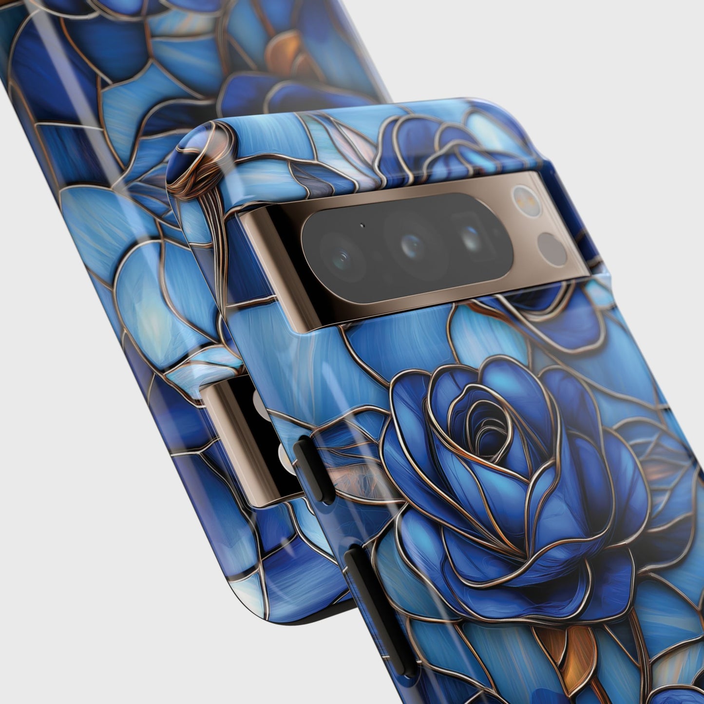 Blue Roses Stained Glass Design Phone Case for Google Pixel