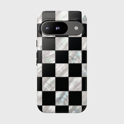 The Midnight Pearl – Inlaid Checkerboard Design Phone Case for Google Pixel