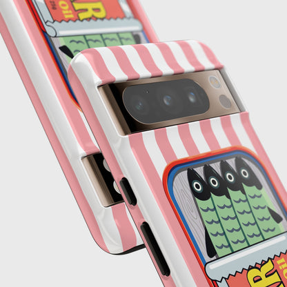 The Vintage Sardine Tin – Pop-Art Striped Design Phone Case for Google Pixel (Pink)