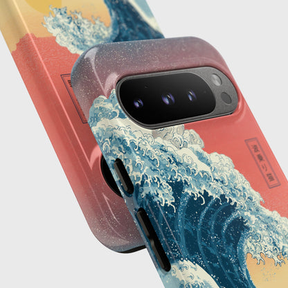 The Wave-Riding Neko – Sunset Surfer Design Phone Case for Google Pixel